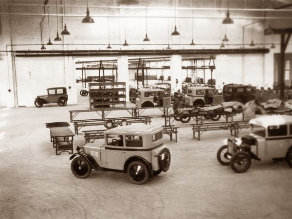 Blick in die Fertigungshalle des BMW 3/15 PS, Berlin Johannisthal, 1929